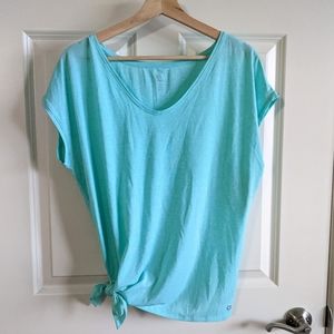 Gap Fit Breathe Side Tie Short Sleeve Workout T Shirt Small Mint Green